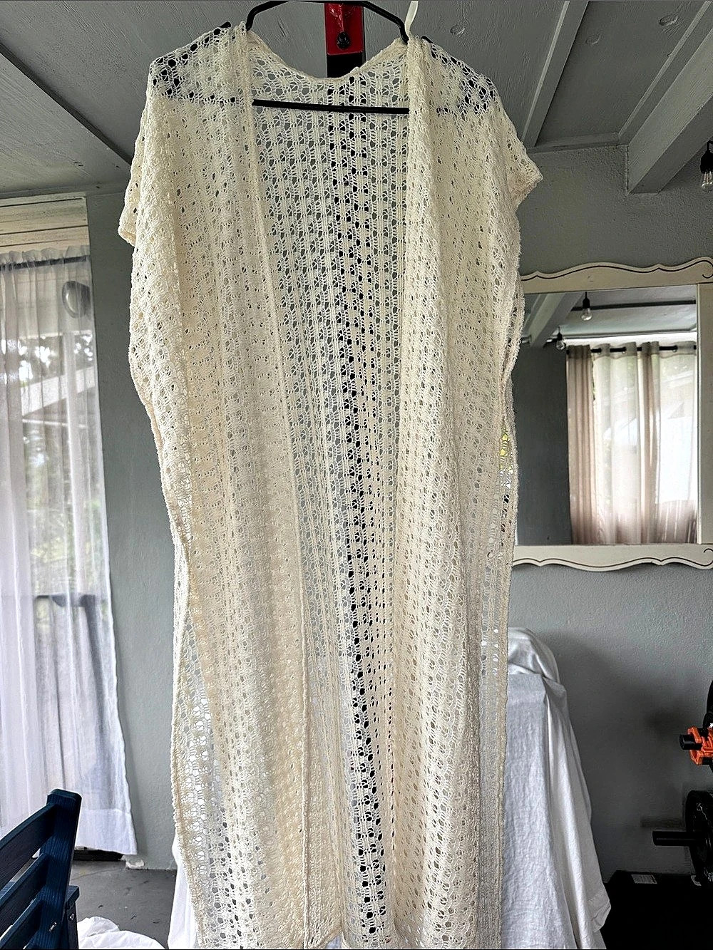 Cream Lace Crochet Swim Coverup Like New